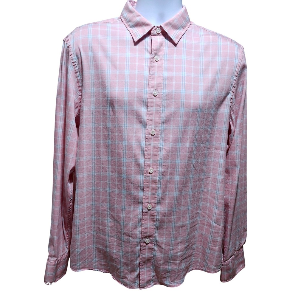 FAHERTY RESERVE The Movement Shirt Mens Long Sleeve Pink Plaid Button Up Casual